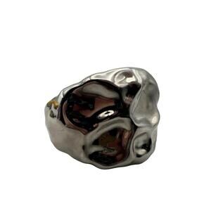 Marni Molten Oversized Cuff Bracelet Silver Tone